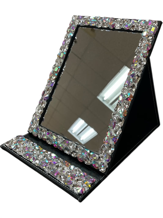 Bling Bling!! Large Silver AB Crystal Rhinestone Folding Makeup Mirror