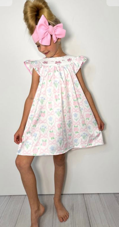 Clothing for Baby Girl - Trellis Bow Smocked Girls Dress