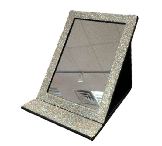 Bling Bling!! &nbsp;Silver AB Crystal Rhinestone Folding Makeup Mirror