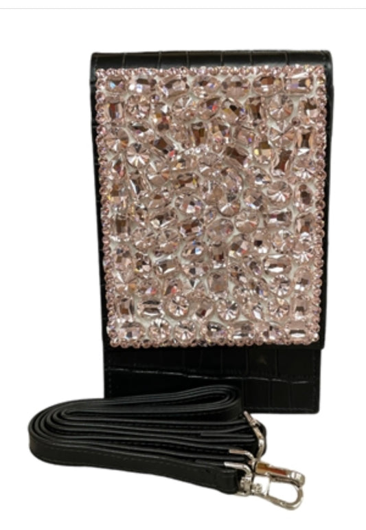 Bling Bling!! Pink Large Rhinestone Crossbody Bag