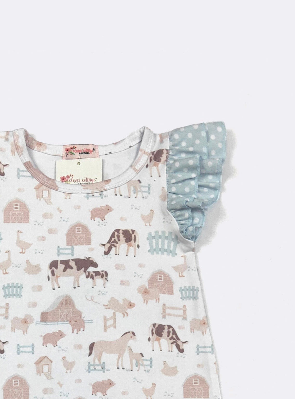 Clothing for Baby Girl - Barnyard Blue Baby Romper