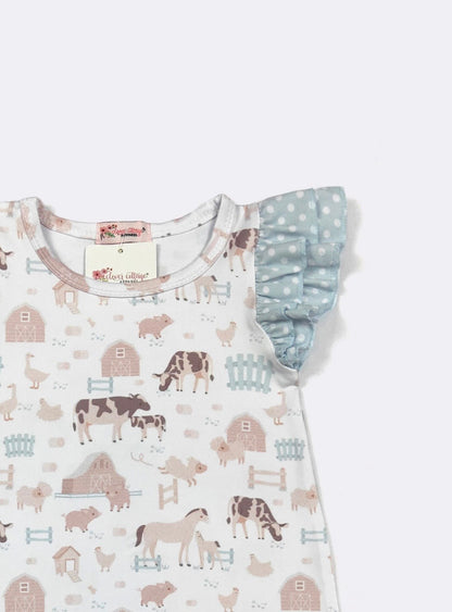 Clothing for Baby Girl - Barnyard Blue Baby Romper