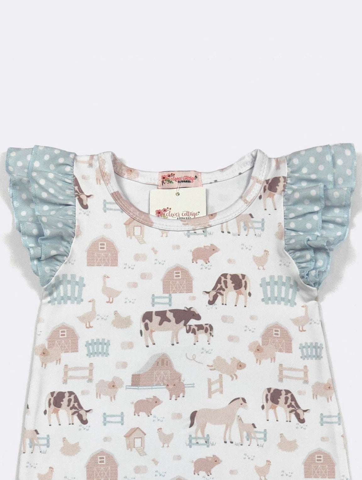 Clothing for Baby Girl - Barnyard Blue Baby Romper