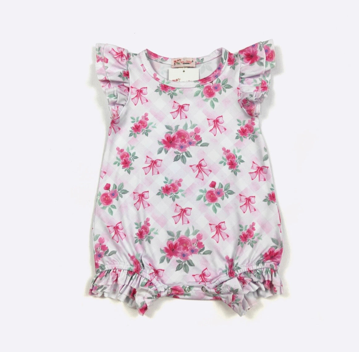 Clothing for Baby Girl - Floral Pink Lattice Baby Romper
