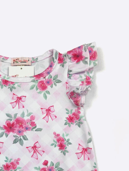 Clothing for Baby Girl - Floral Pink Lattice Baby Romper