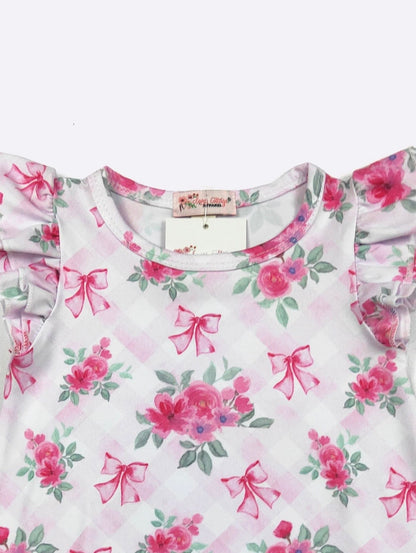 Clothing for Baby Girl - Floral Pink Lattice Baby Romper