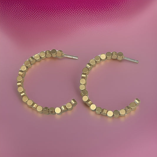 Round Beaded Loop Earrings - Available in 3 colors