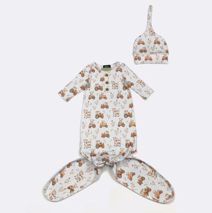 Clothing for Baby Boy - Farm Ride Knotted Gown