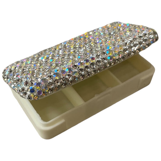 Bling Bling!! Silver AB Rhinestone Small Pill Case
