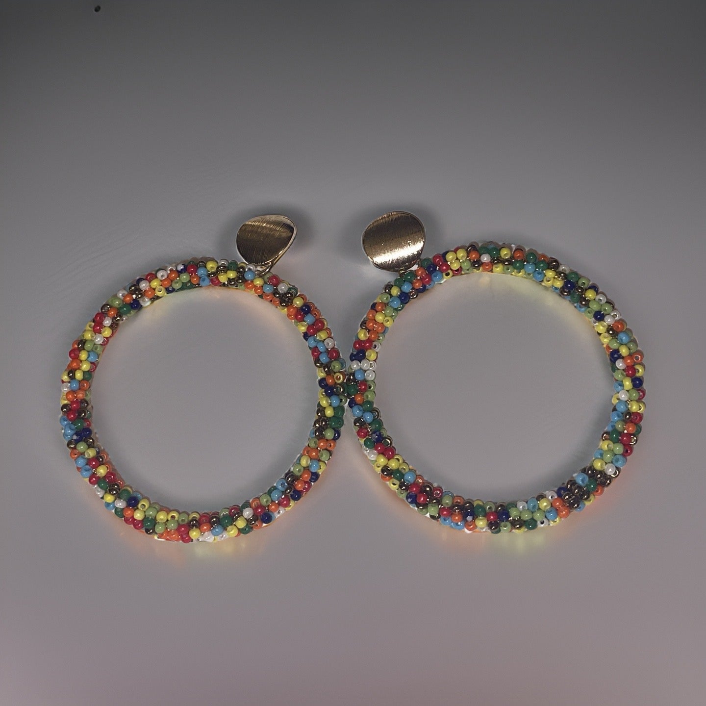 Colorful Seed Bead Hoop Earrings