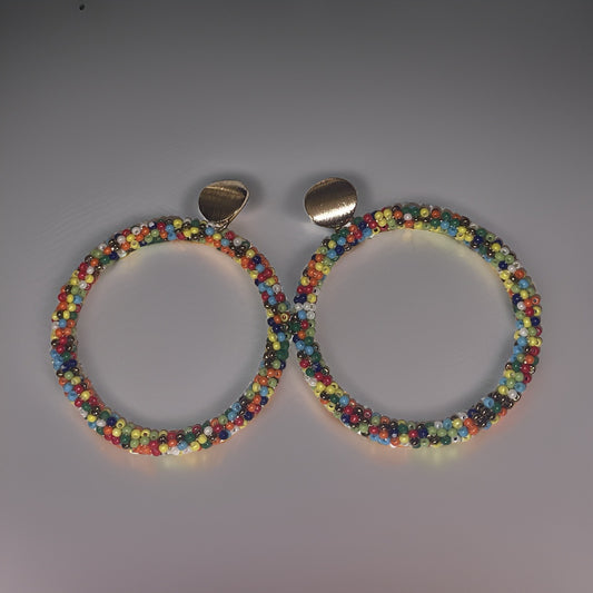Colorful Seed Bead Hoop Earrings