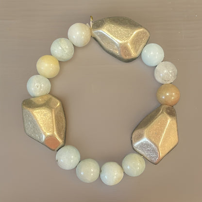 Gemstone Bead Bracelet with Abstract “ Gold Nuggets” - available in 2 styles