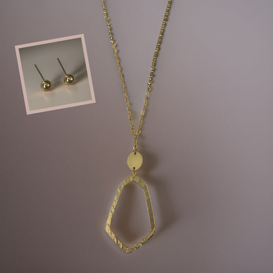 Geometric Pendant Necklace & Earring Set