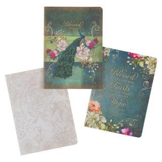 Blessed Peacock Large Notebook Set - Jeremiah 17:7