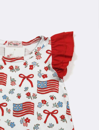 Clothing for Baby Girl-Red White & Blue Ruffles Baby Romper