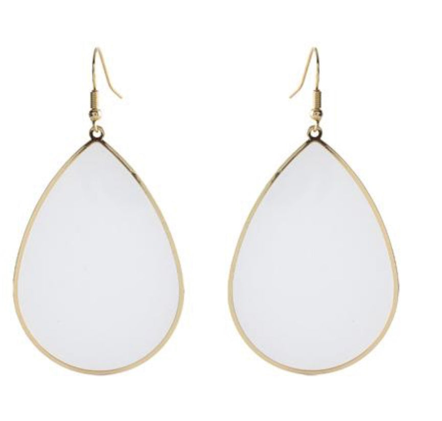 “Stained Glass” White Tinted Teardrop Earrings