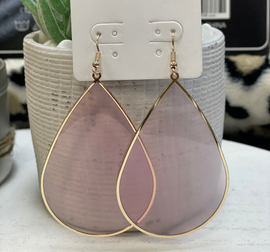 “Stained Glass” Pink Tinted Teardrop Earrings