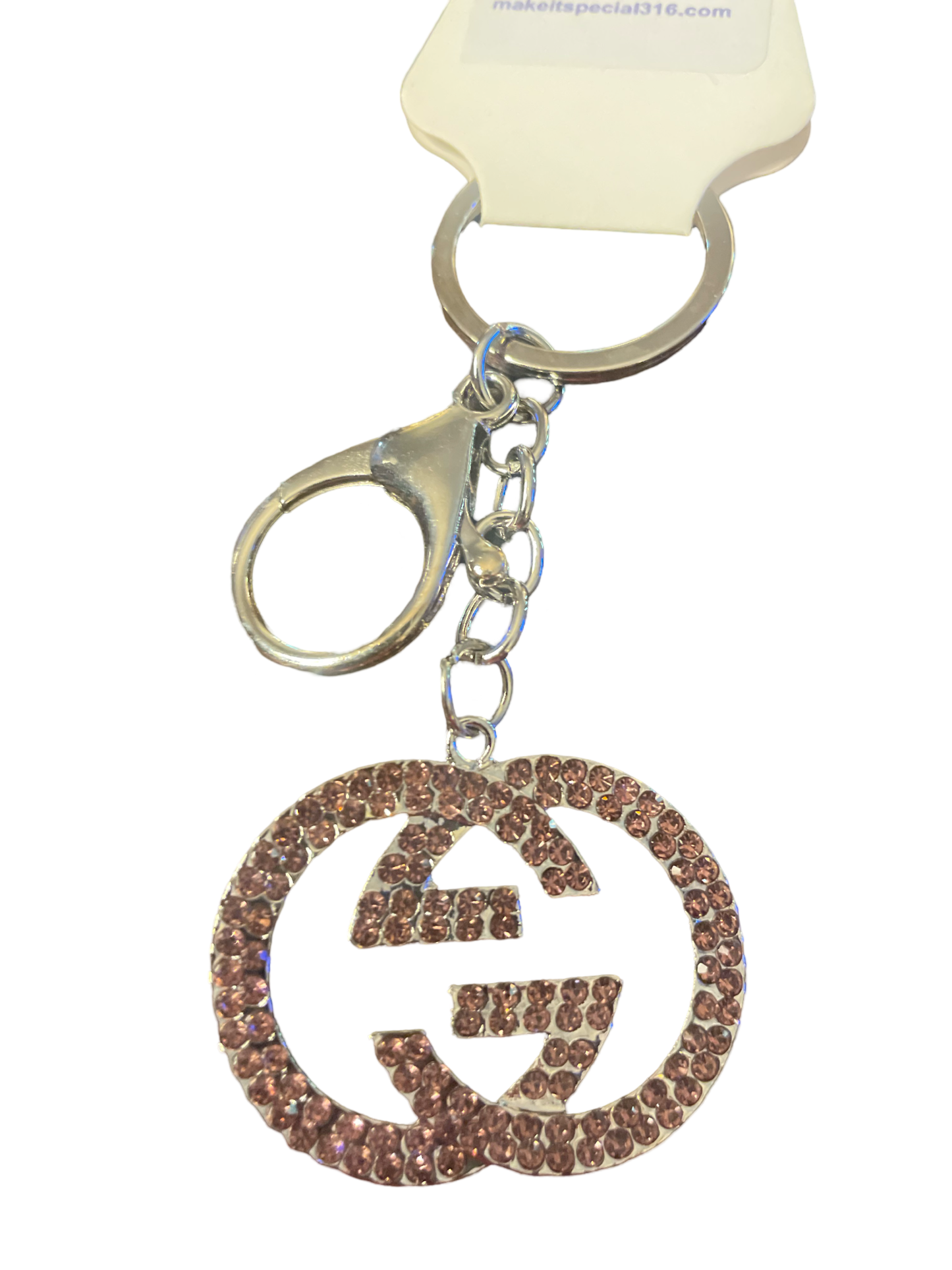 GG Inspired Pink Rhinestone Keychain