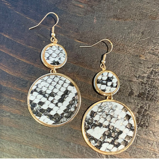 Animal print (snake skin) Leather Earrings