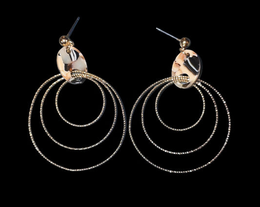 TRIPLE GOLD RING - TORTOISE POST - Hoop Earrings