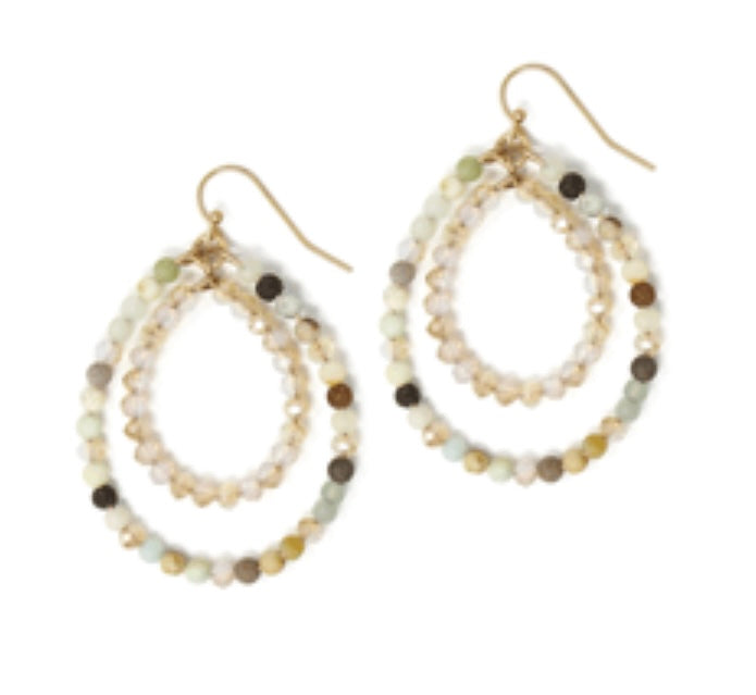 Double Teardrop Earrings - Amazonite