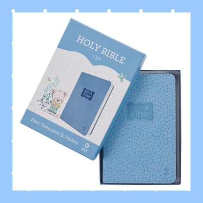 Blue Faux Leather NLT New Testament Keepsake Bible for Boys