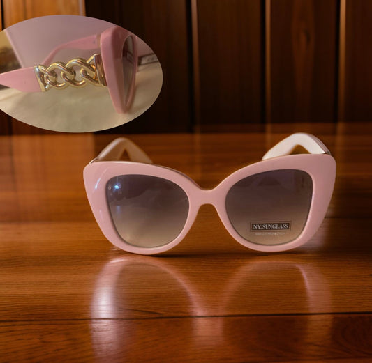 Pink Glam Sunglasses with Gold Trim