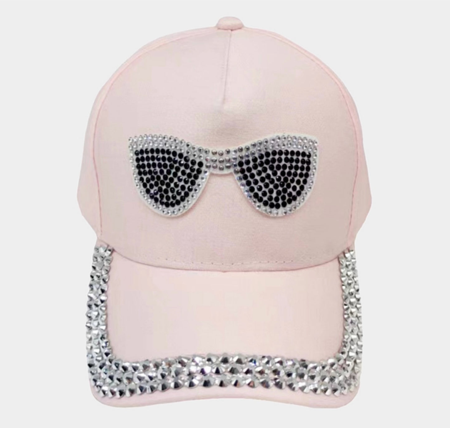 Pink Bling Sunglasses Accented Studded Baseball Cap