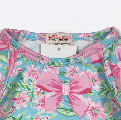 Clothing for Baby Girl - Aqua Spring Ribbon Baby Gown fits Newborn to 3 Months