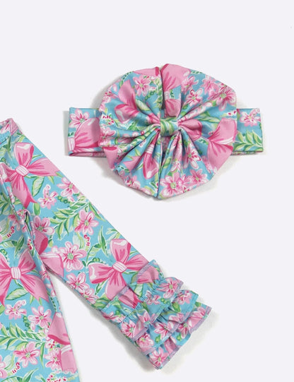 Clothing for Baby Girl - Aqua Spring Ribbon Baby Gown fits Newborn to 3 Months