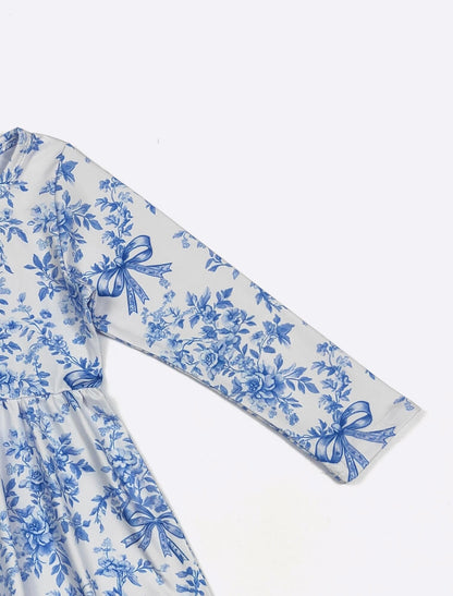 Clothing for Toddler Girl - Blue Chinoiserie Girls Dress