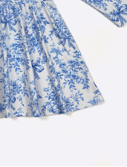 Clothing for Toddler Girl - Blue Chinoiserie Girls Dress