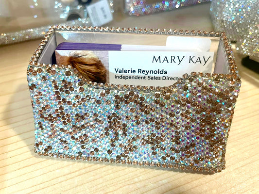 Gold Multi Rhinestone Business Card Holder