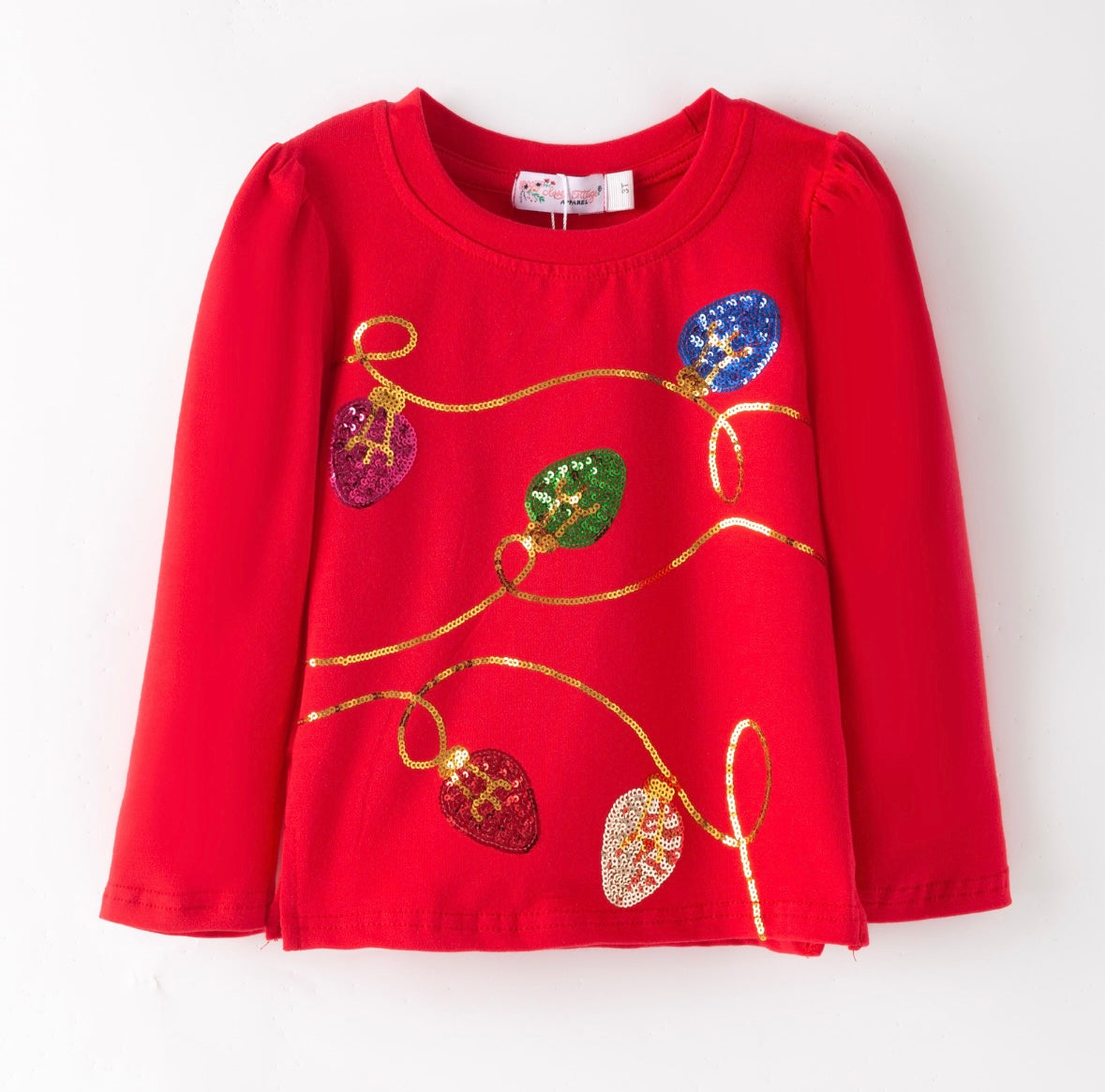 Clothing for Toddler Girl - Christmas Lights Sequin Shirt