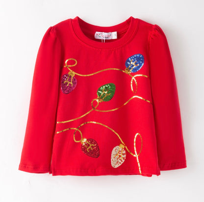 Clothing for Toddler Girl - Christmas Lights Sequin Shirt