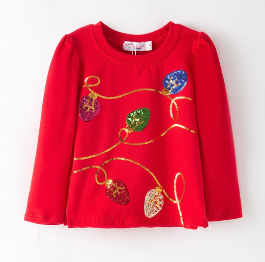 Clothing for Toddler Girl - Christmas Lights Sequin Shirt