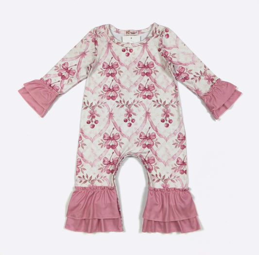 Clothing for Baby Girl - Mauve Cherries Baby Romper