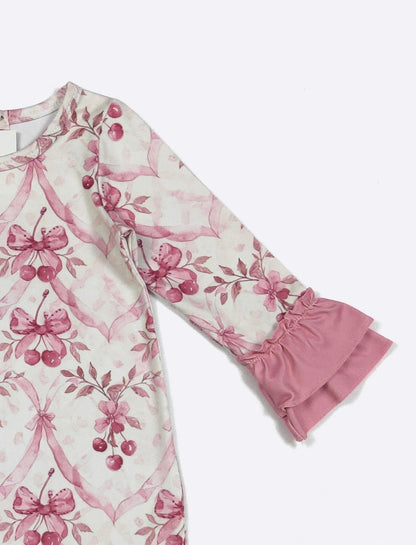 Clothing for Baby Girl - Mauve Cherries Baby Romper