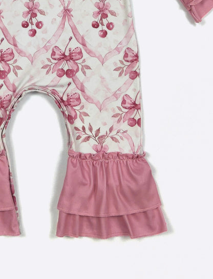 Clothing for Baby Girl - Mauve Cherries Baby Romper