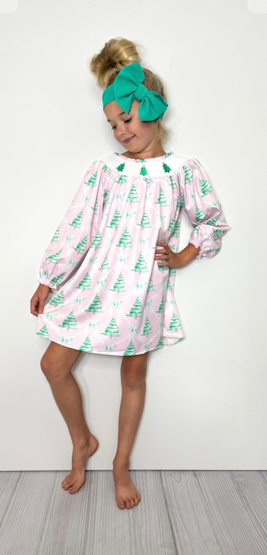 Clothing for Toddler Girl - Pink Tree Trellis Smocked Girls Dress