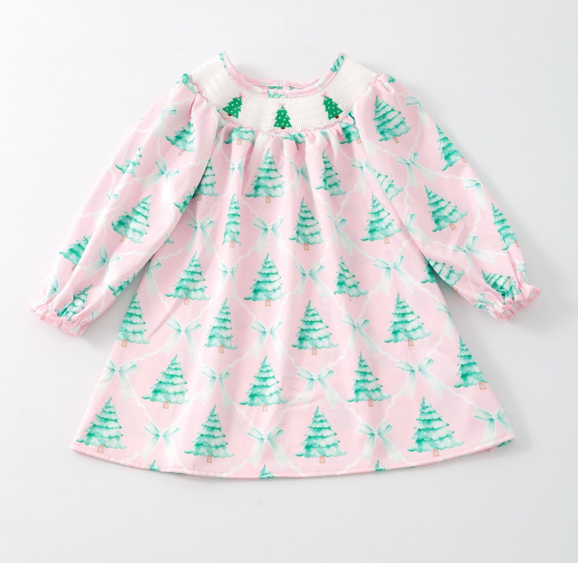 Clothing for Toddler Girl - Pink Tree Trellis Smocked Girls Dress