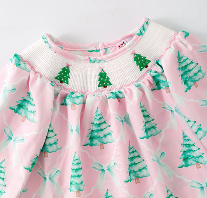 Clothing for Toddler Girl - Pink Tree Trellis Smocked Girls Dress