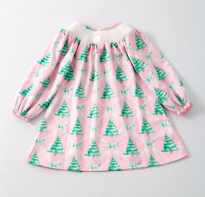 Clothing for Toddler Girl - Pink Tree Trellis Smocked Girls Dress