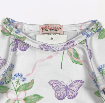 Clothing for Baby Girl - Violet Butterfly Baby Gown fits Newborn to 3 Months