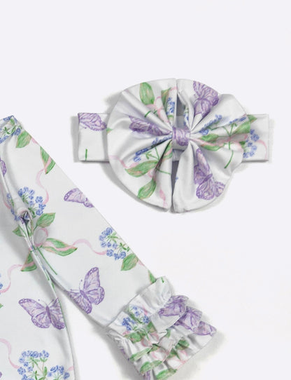 Clothing for Baby Girl - Violet Butterfly Baby Gown fits Newborn to 3 Months