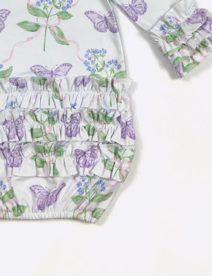 Clothing for Baby Girl - Violet Butterfly Baby Gown fits Newborn to 3 Months