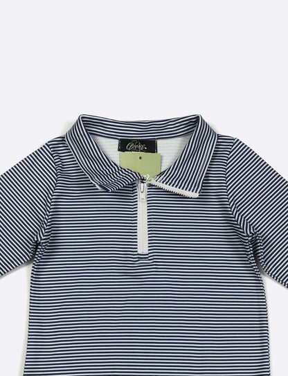 Clothing for Toddler Boy - Navy Stripe Boy Quarter Zip Shirt