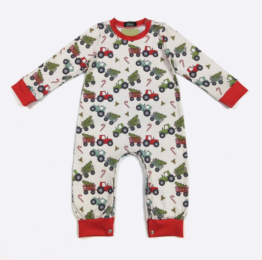 Clothing for Baby Boy - Tractor Tree Pull Boy Romper