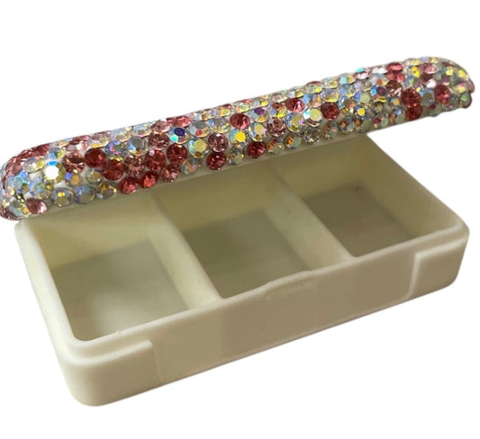 Bling Bling!! Pink Rhinestone Small Pill Case
