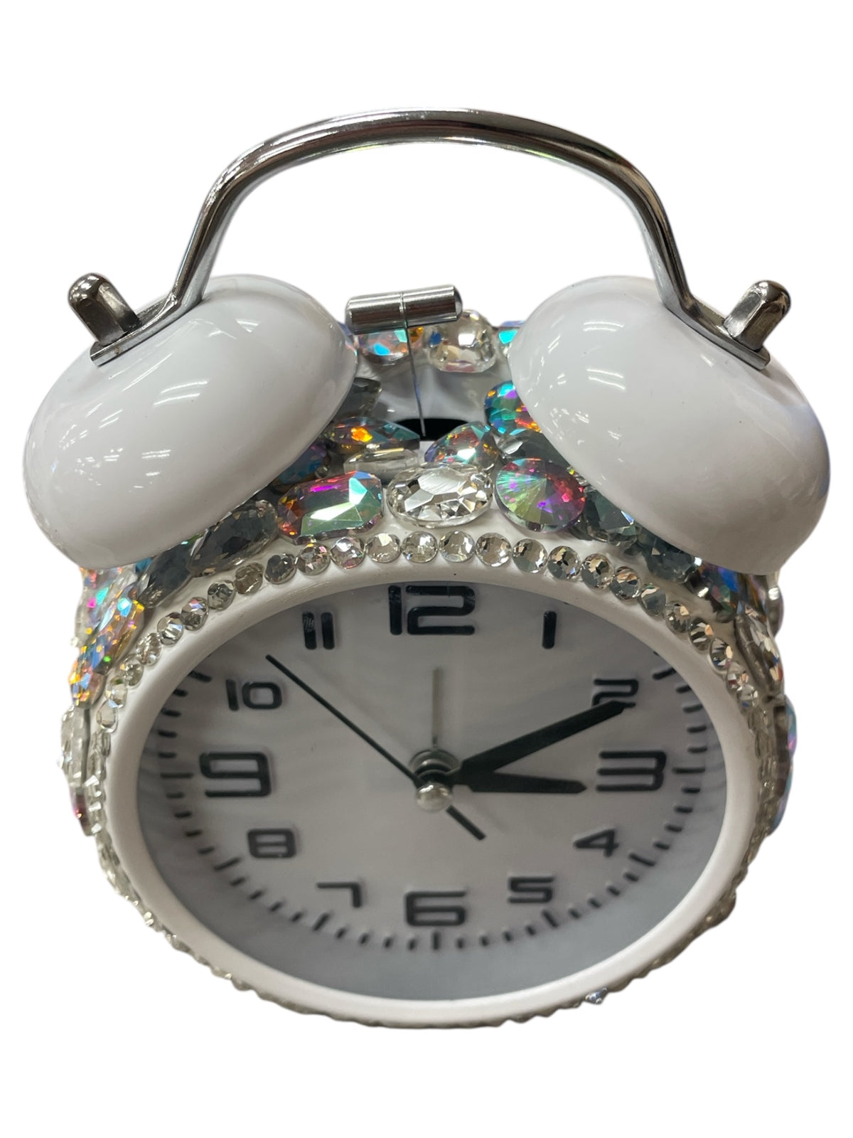Bling Bling! White & AB Large Rhinestone Alarm Clock